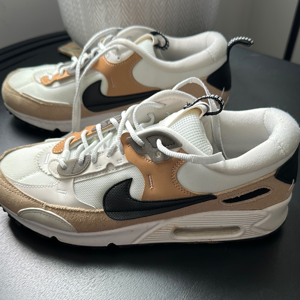 Nike Air Max Sneakers in White, Beige, and Black